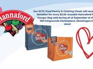 Purchase a Hannaford Reusable shopping bag in Sept in Skowhegan and SCTC gets a donation for our students in need!